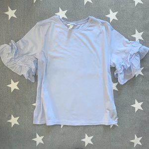 H&M Light Blue Top with Ruffled Sleeves